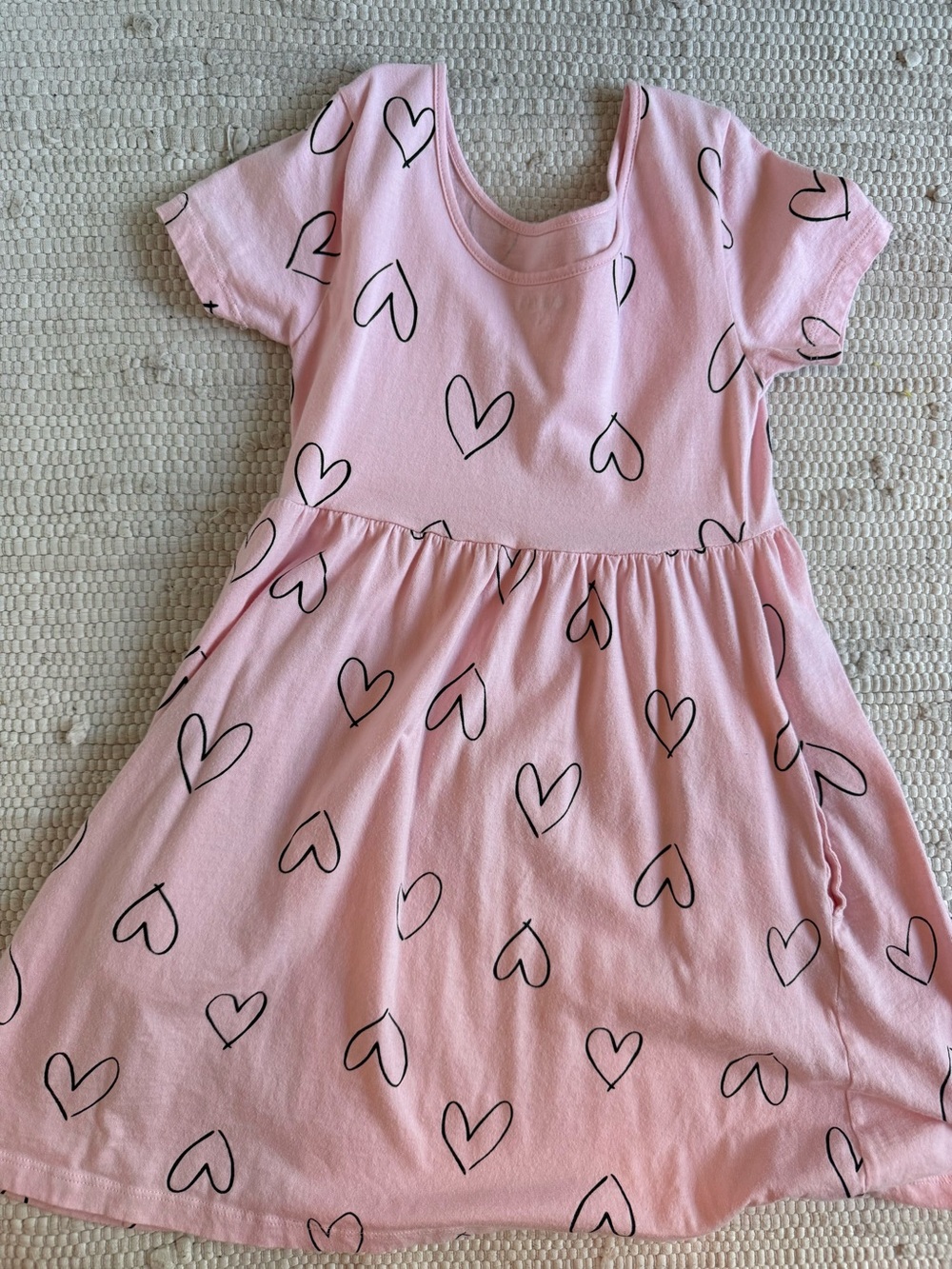 Old Navy Girls Pink Dress with Black Heart Print - Picture 3 of 3